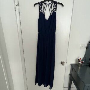 Lost April Navy Blue Maxi Dress NWT